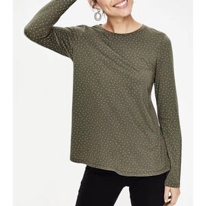 Boden Sabrina Green Gold‎ Glitter Polka Dot Jersey Swing Top - Size XS